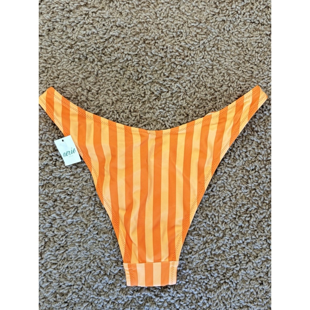 Aerie Orange Stripe Bikini Swimsuit Bottoms Womens XS NEW NWT - Picture 7 of 10